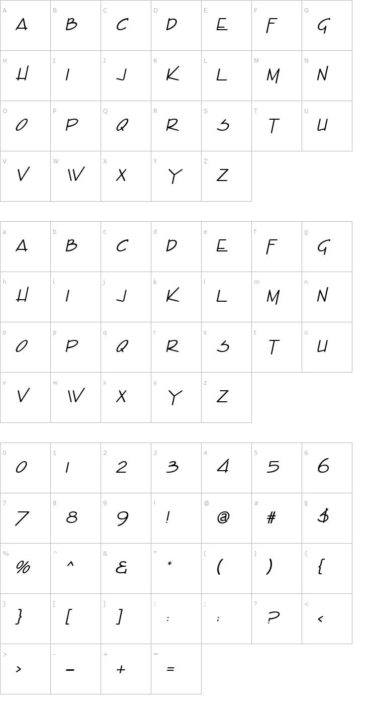 Character Map Enview Italic Font