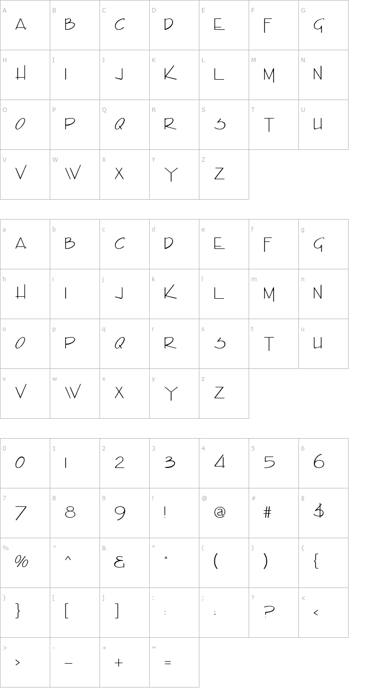 Character Map Enview Light Normal Font