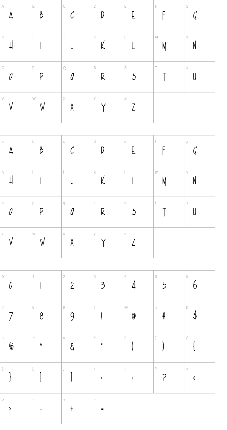 Character Map Enview Xtra Light Bold Font