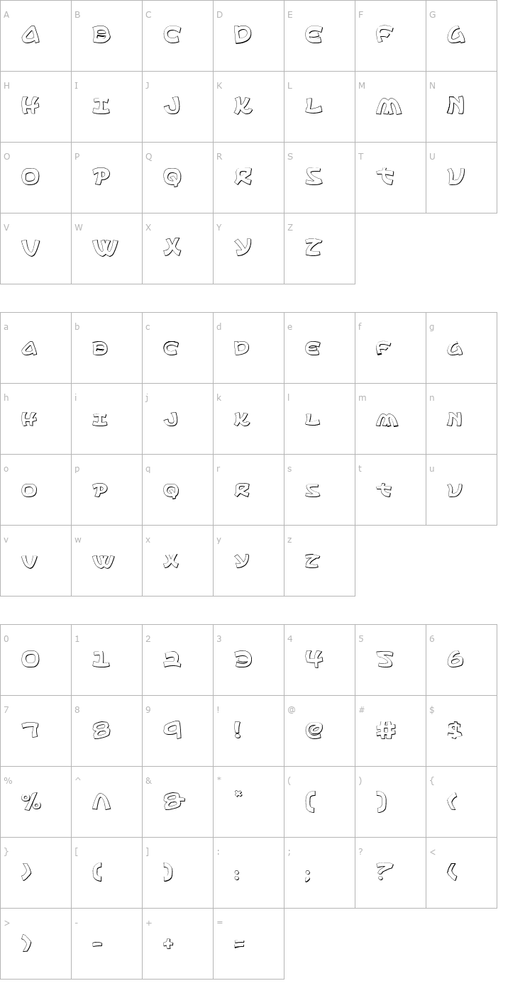 Character Map Ephesian 3D Font