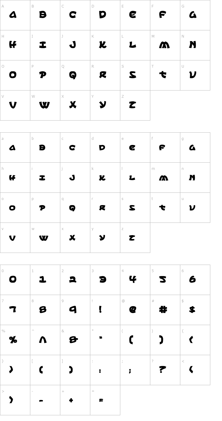 Character Map Ephesian Condensed Bold Font
