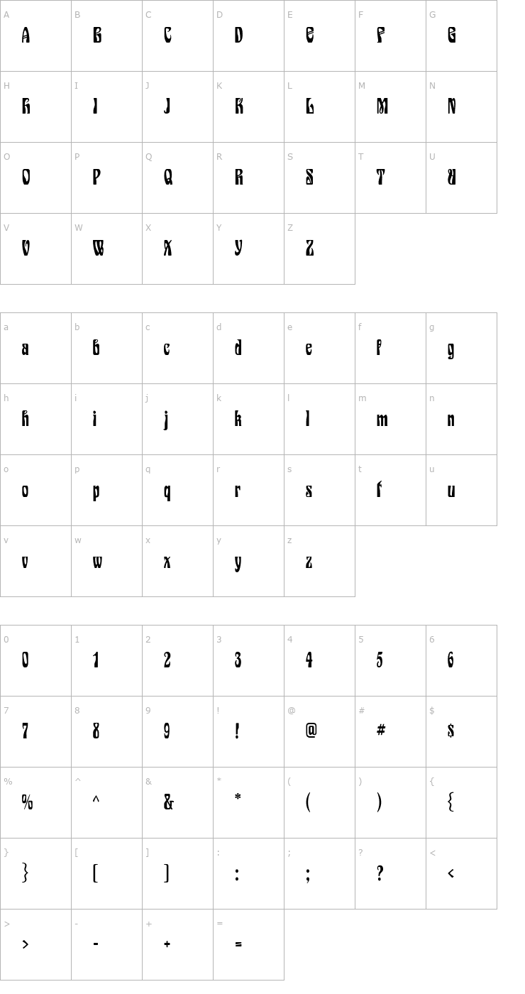 Character Map Epic Normal Font