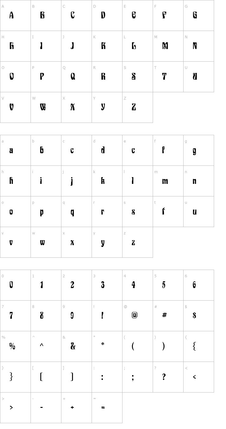 Character Map Epic Wide Normal Font