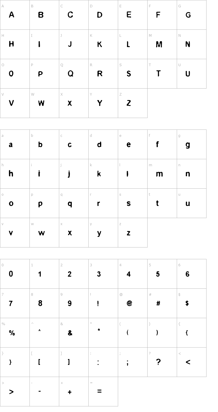 Character Map Epilog Font