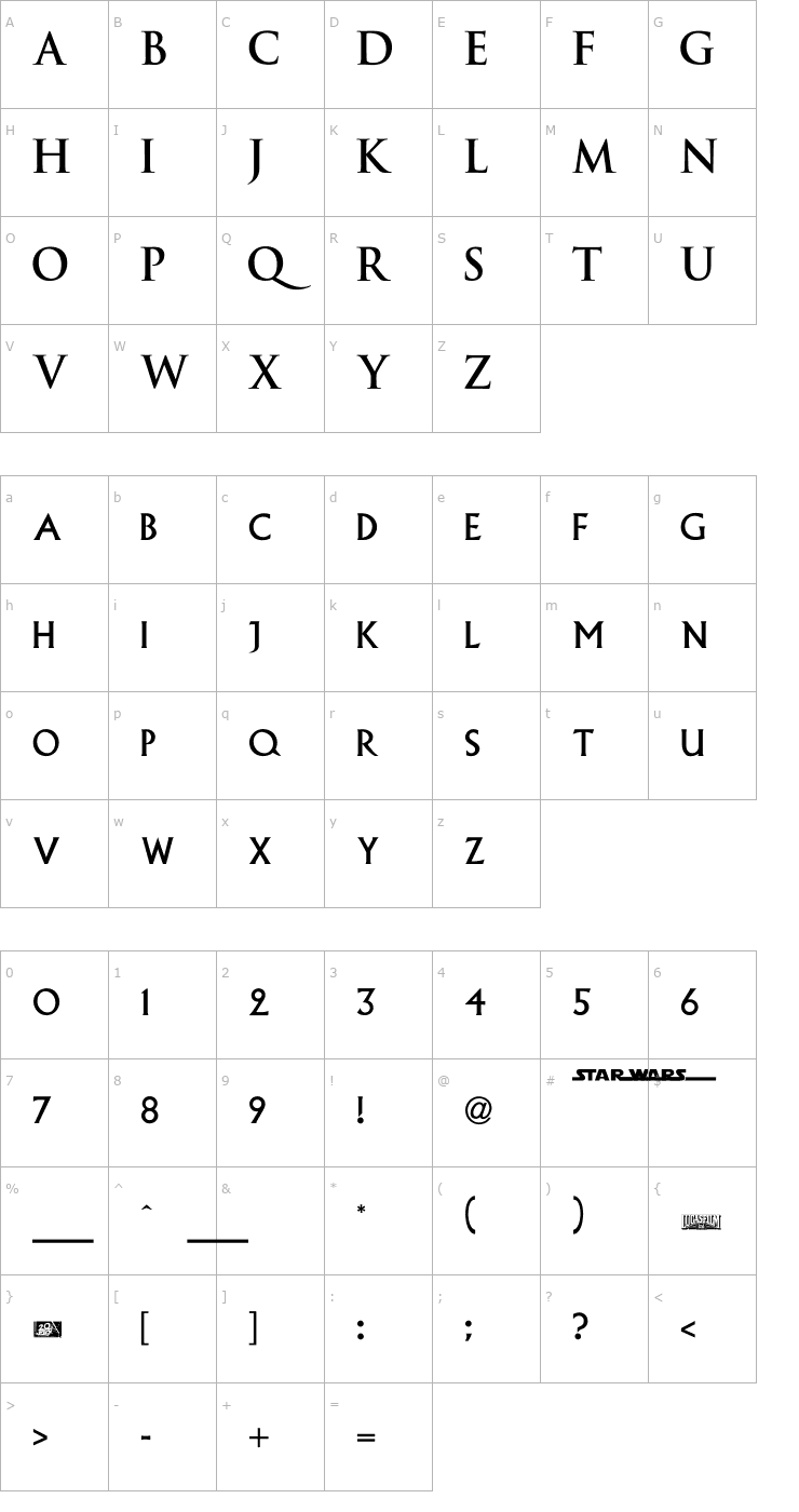 Character Map Episode 1 Font