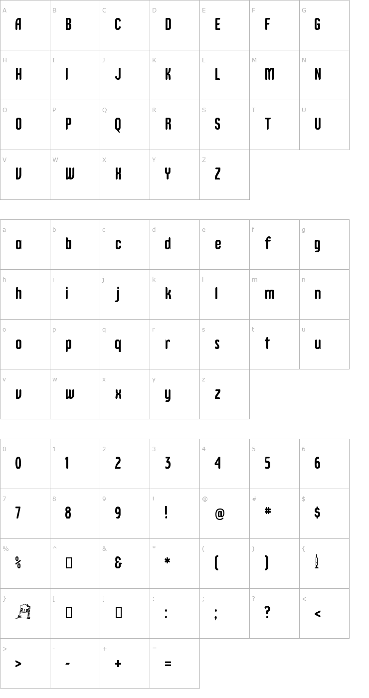 Character Map Epitough Font