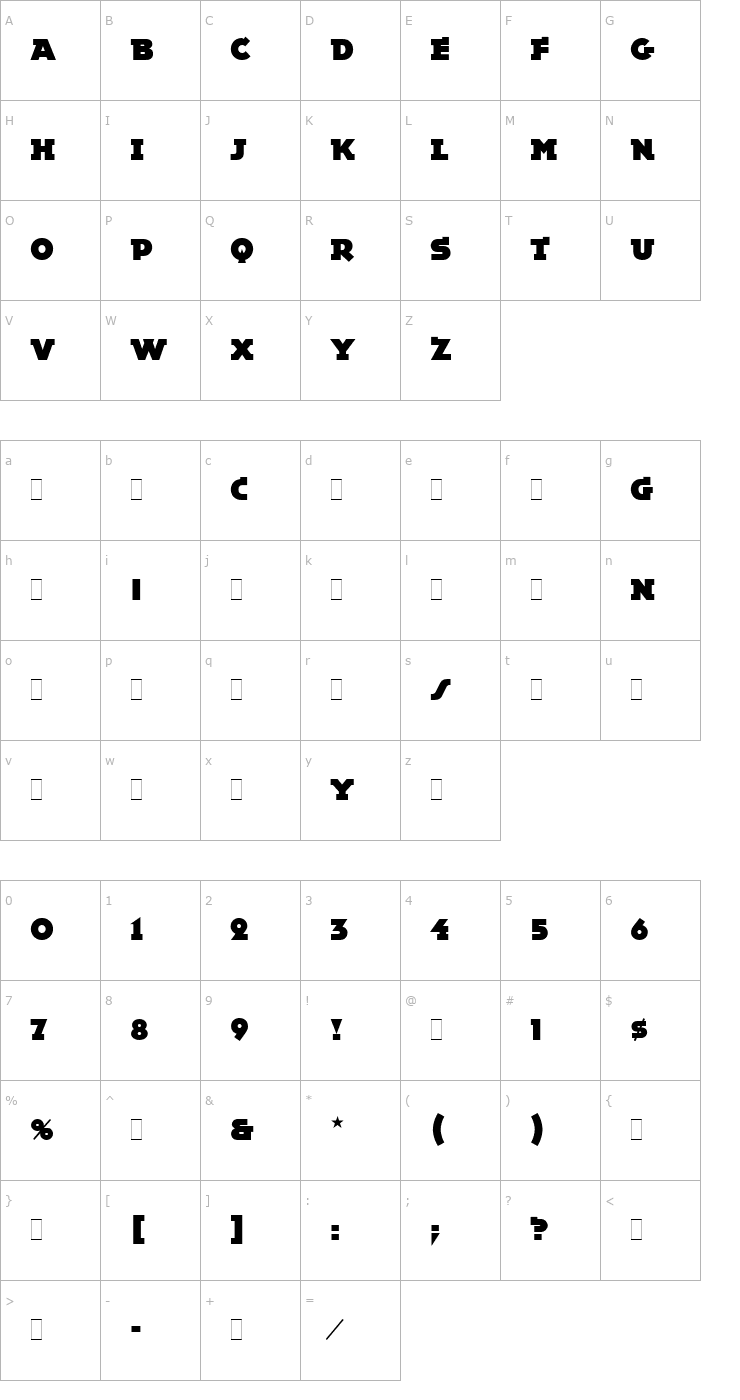 Character Map Epokha LET Plain1.0 Font