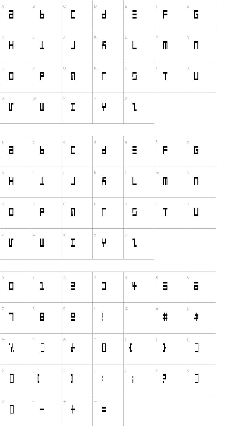 Character Map Epps Evans Narrow Font