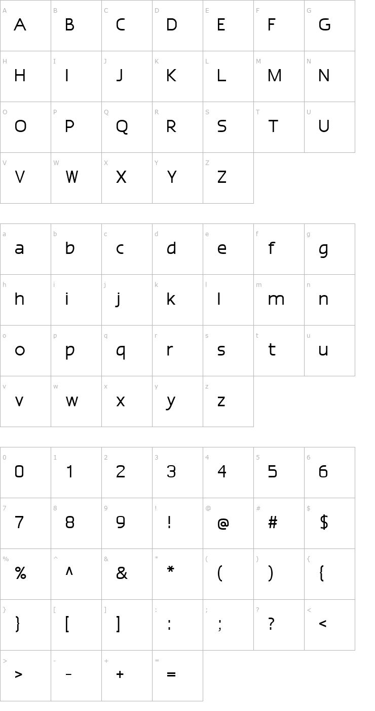 Character Map Epsy Sans Font