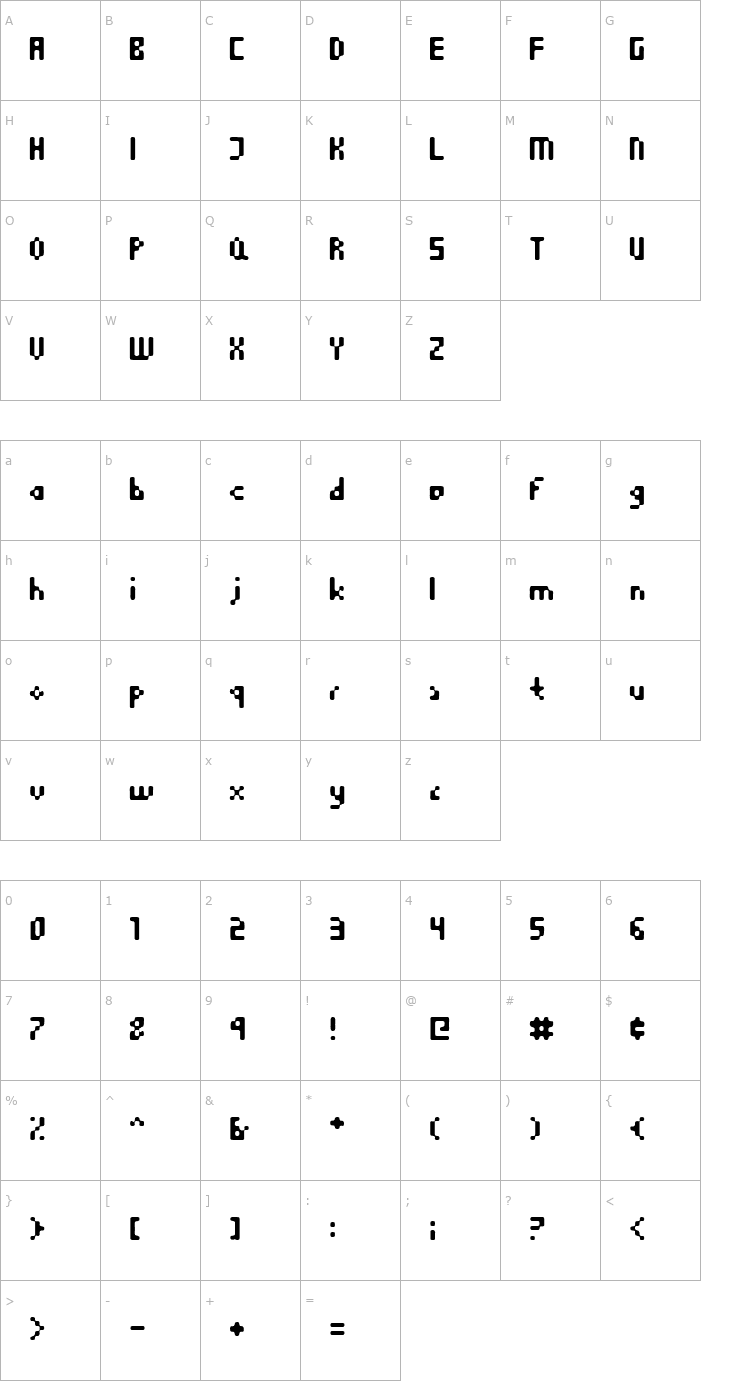 Character Map Equilibrium Font