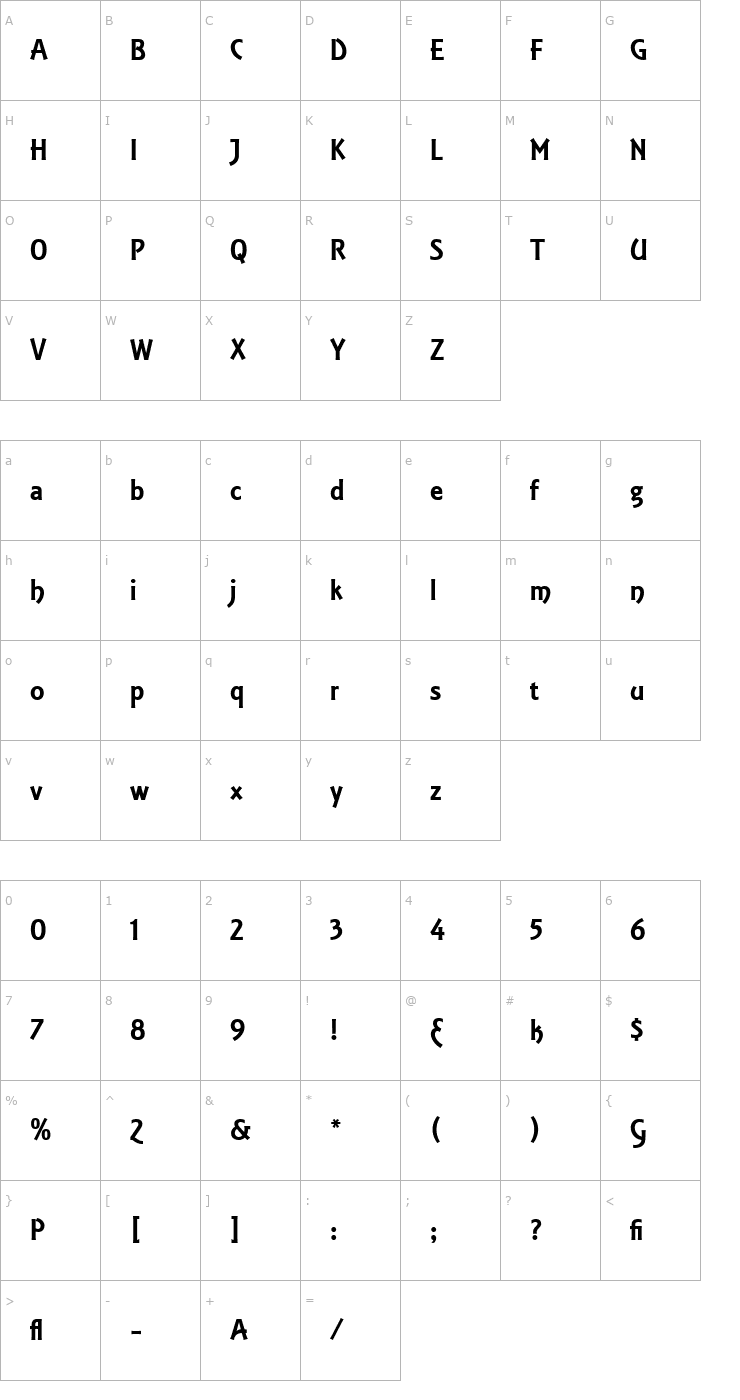 Character Map Equinox LET Plain1.0 Font