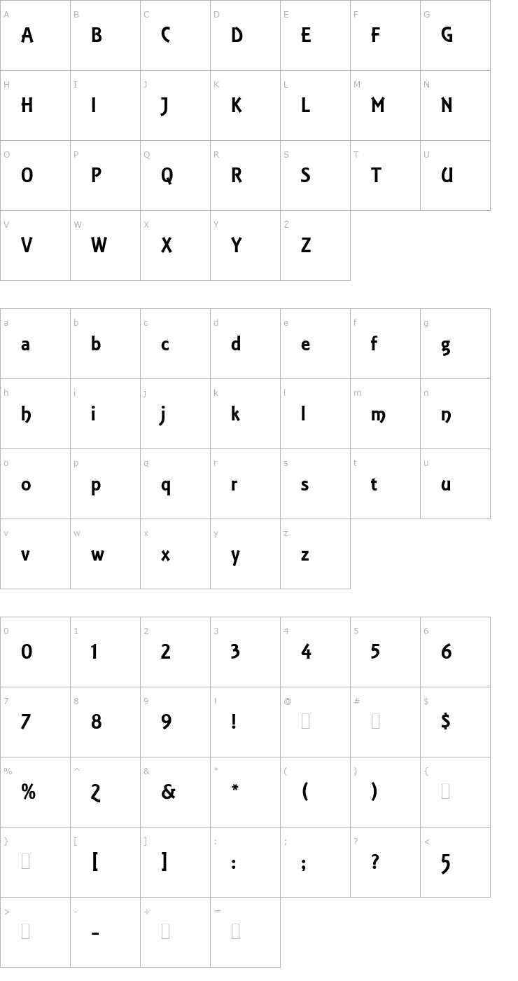 Character Map EquinoxLETPlain1 Font