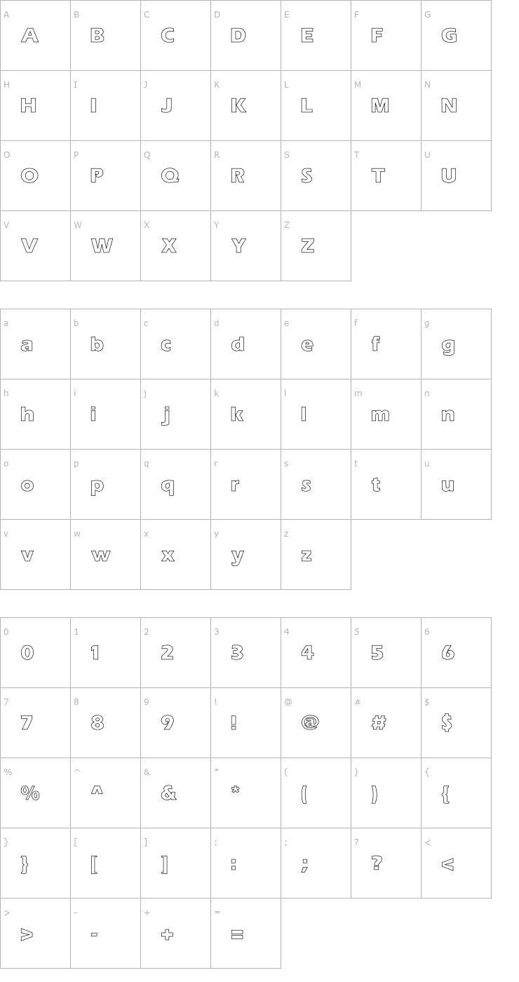 Character Map Eras-Bold Ho Font