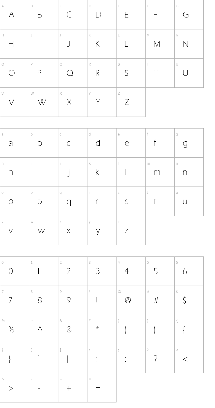 Character Map Eras-Light-Light Font