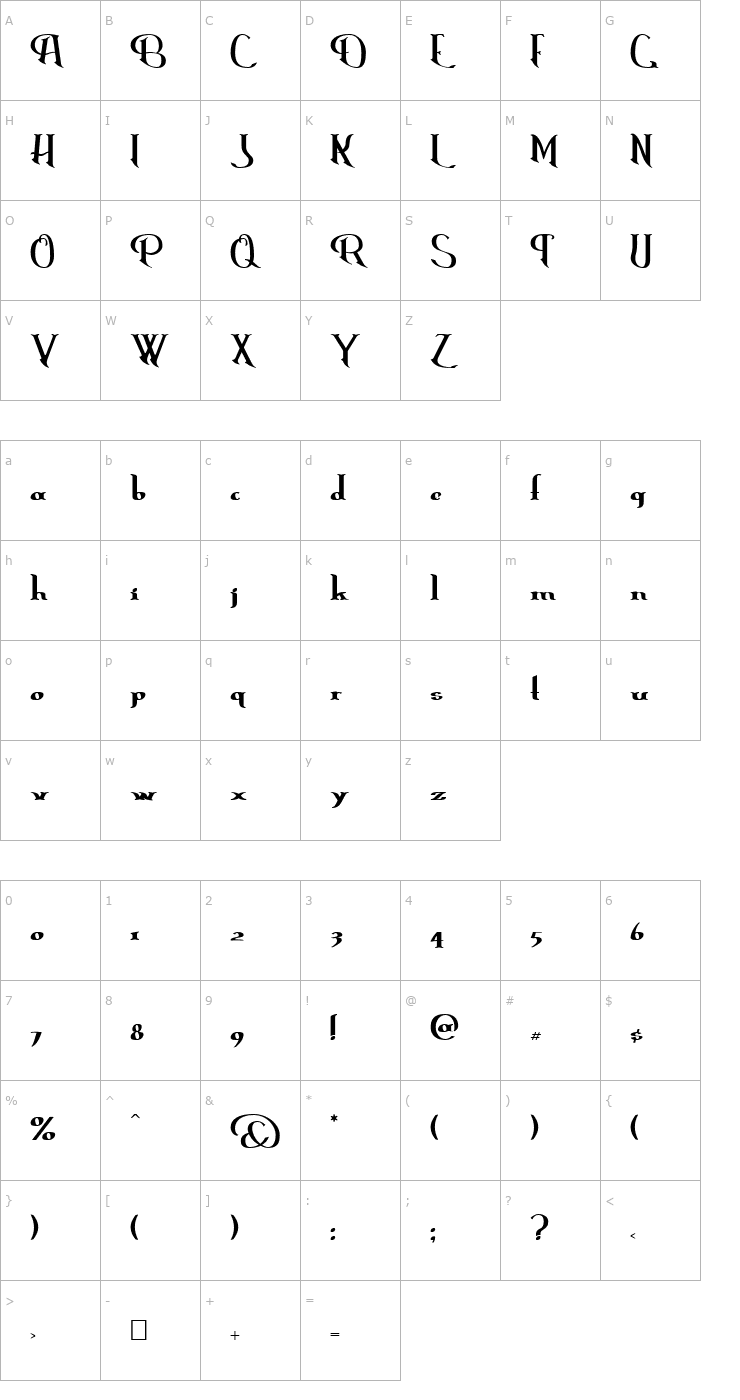Character Map Erasmus Font