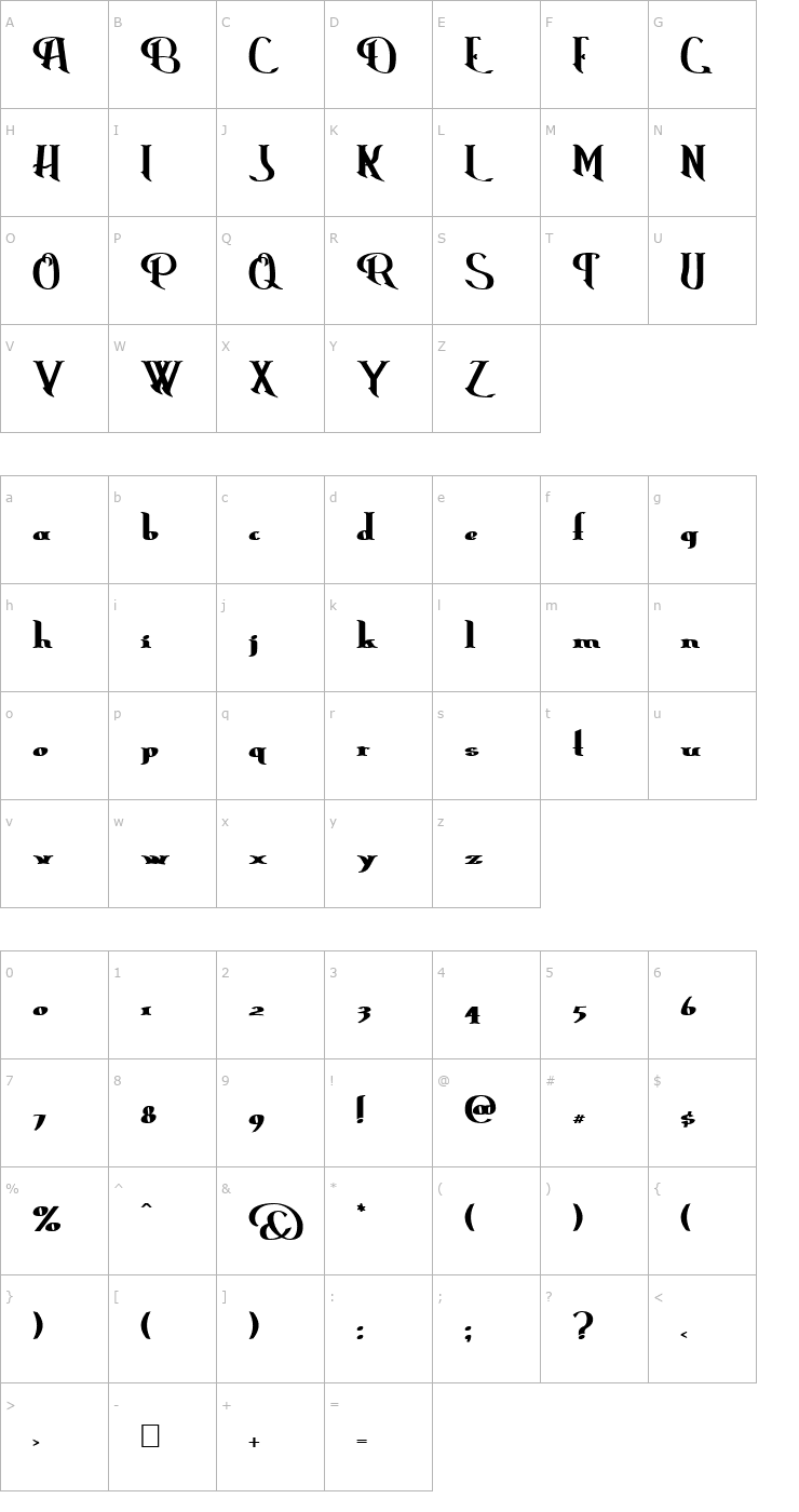Character Map Erasmus Bold Font