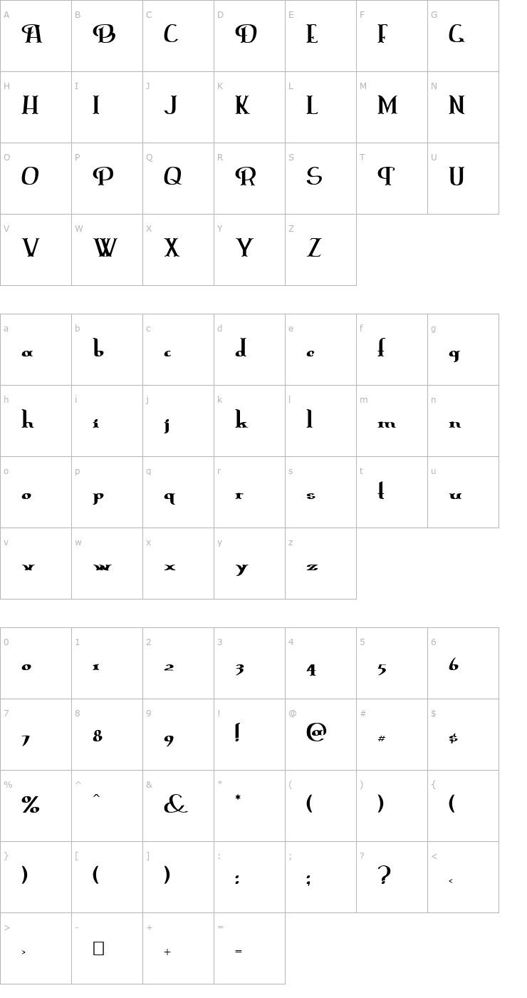 Character Map ErasmusInline Font