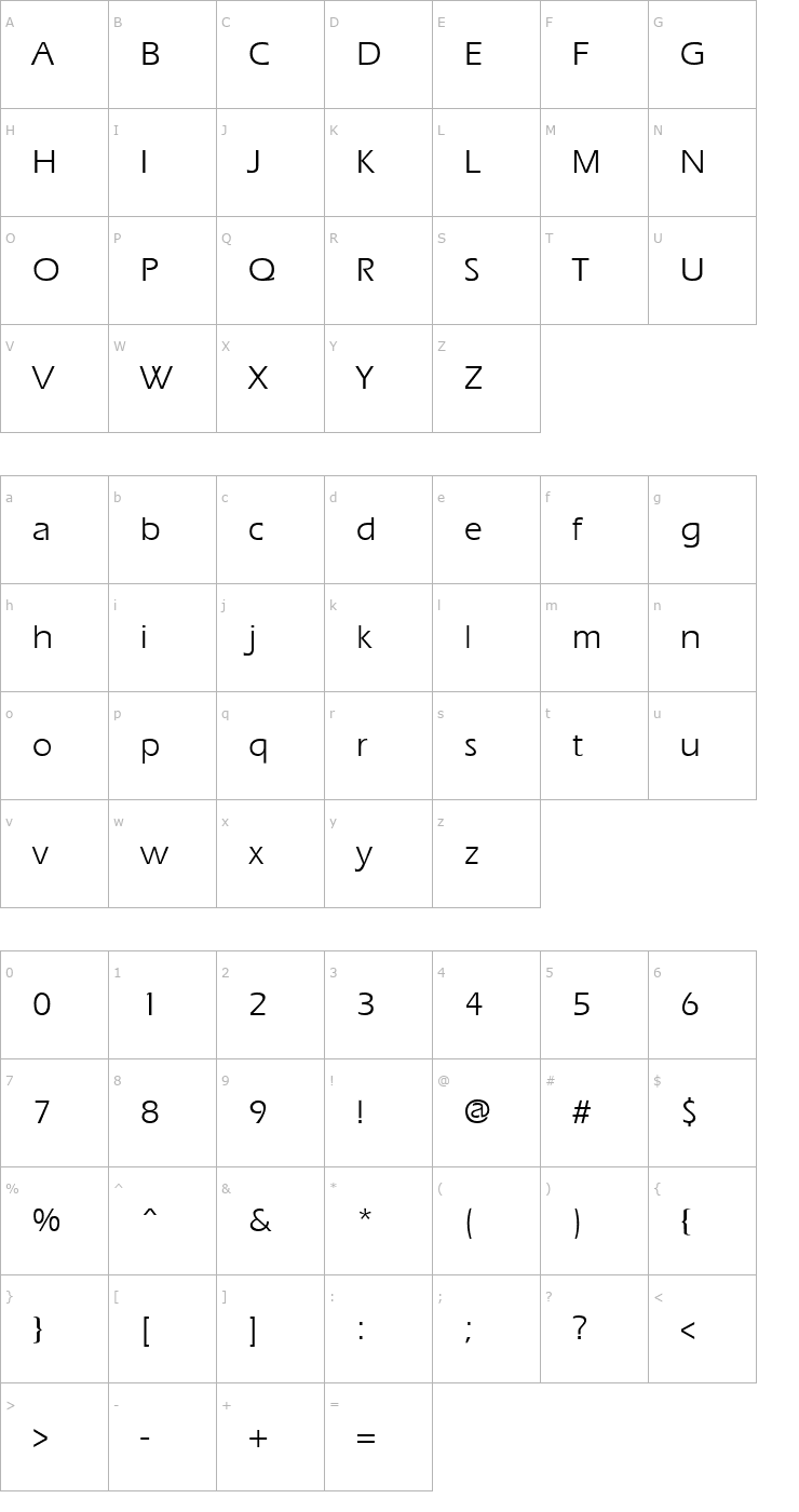 Character Map Ergoe Font