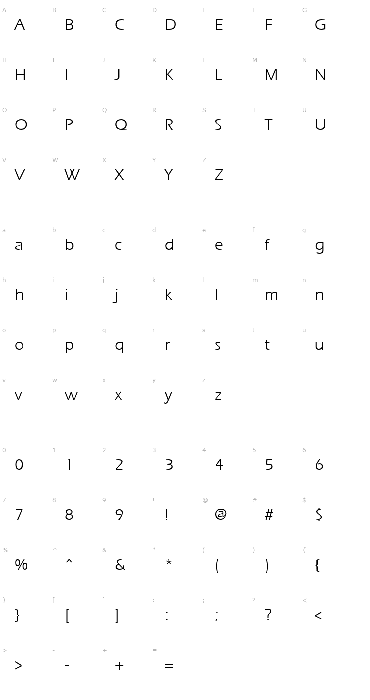 Character Map Ergoe Regular Font