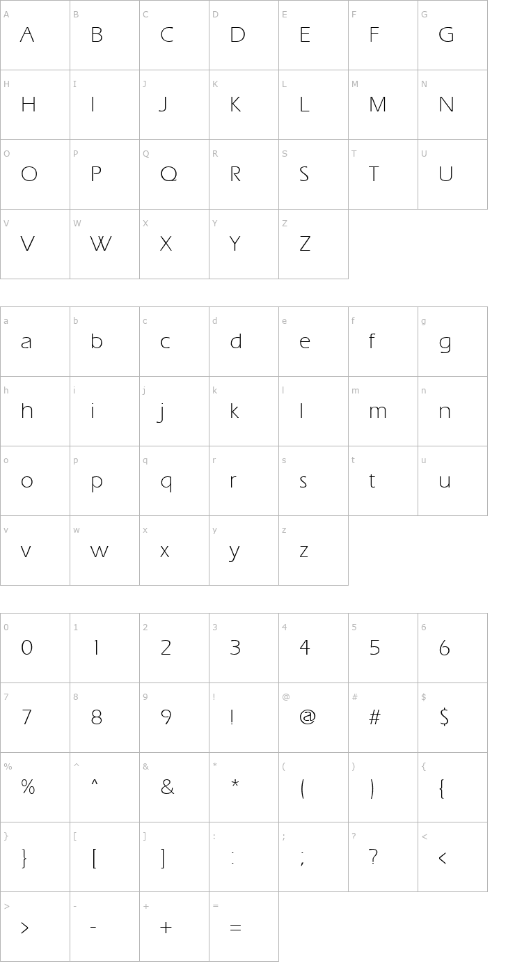 Character Map ErgoeLight Font