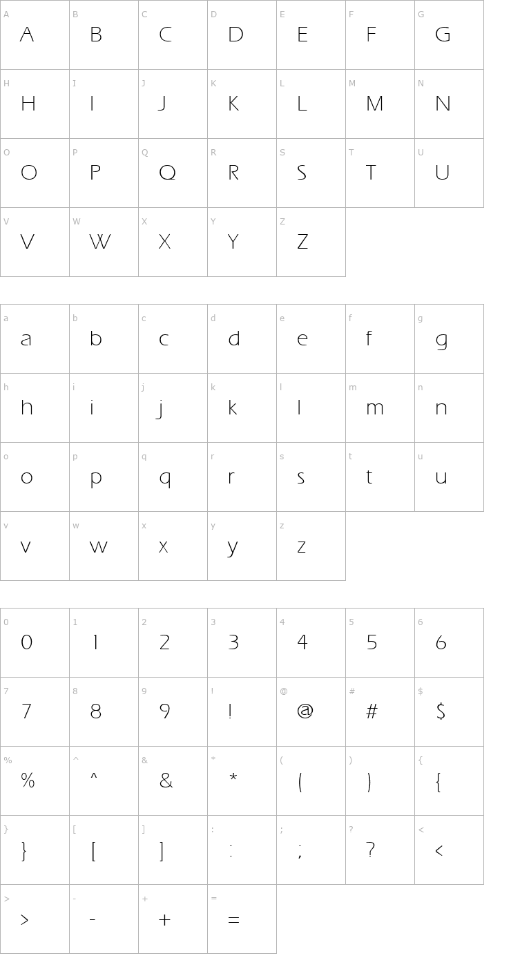 Character Map ErgoeLight Regular Font