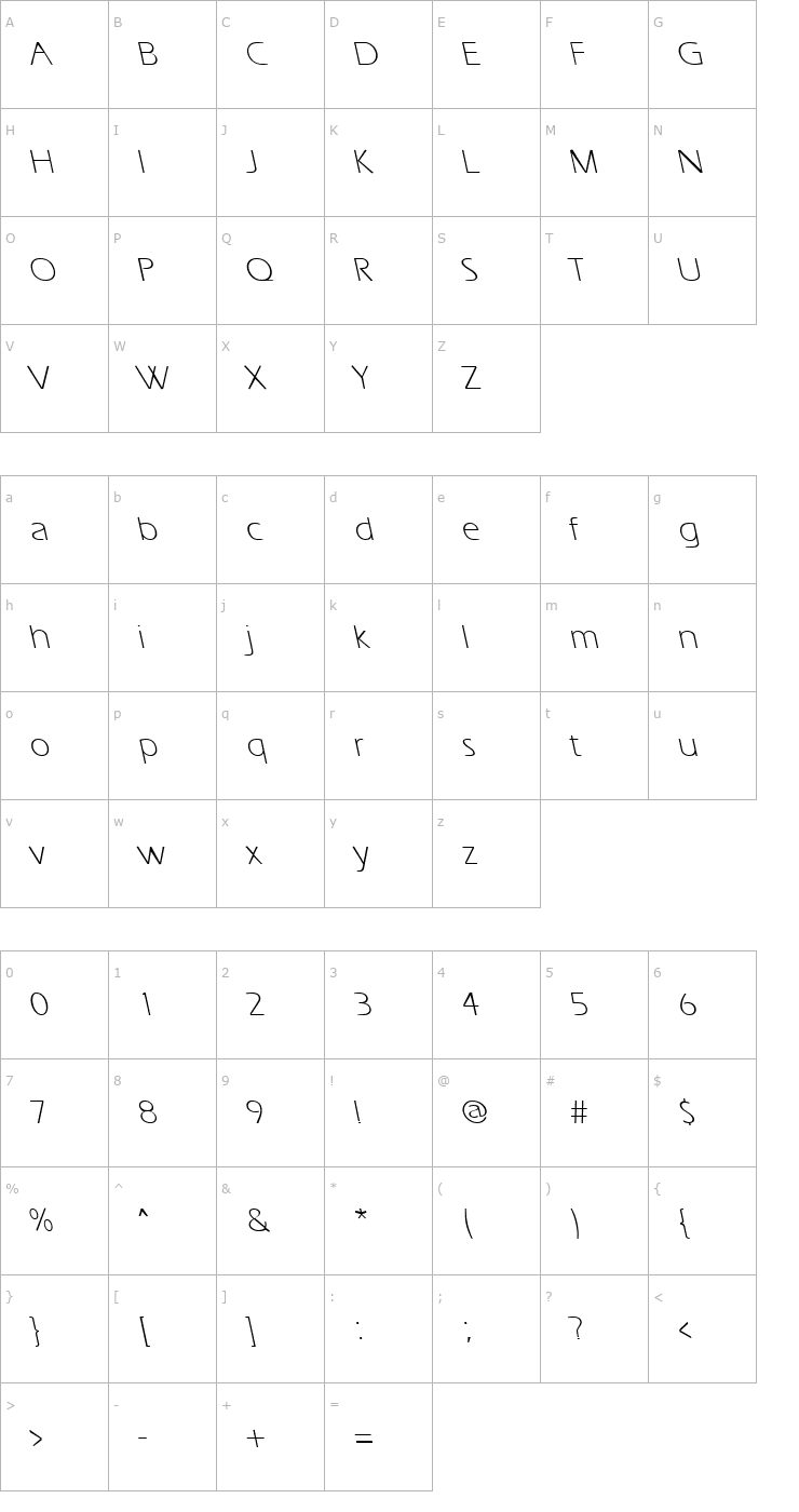 Character Map ErgoeLightBS Regular Font