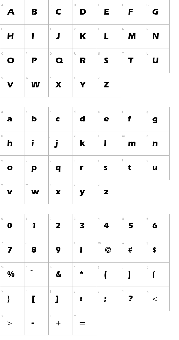 Character Map ErgoExtrabold-Regular Font