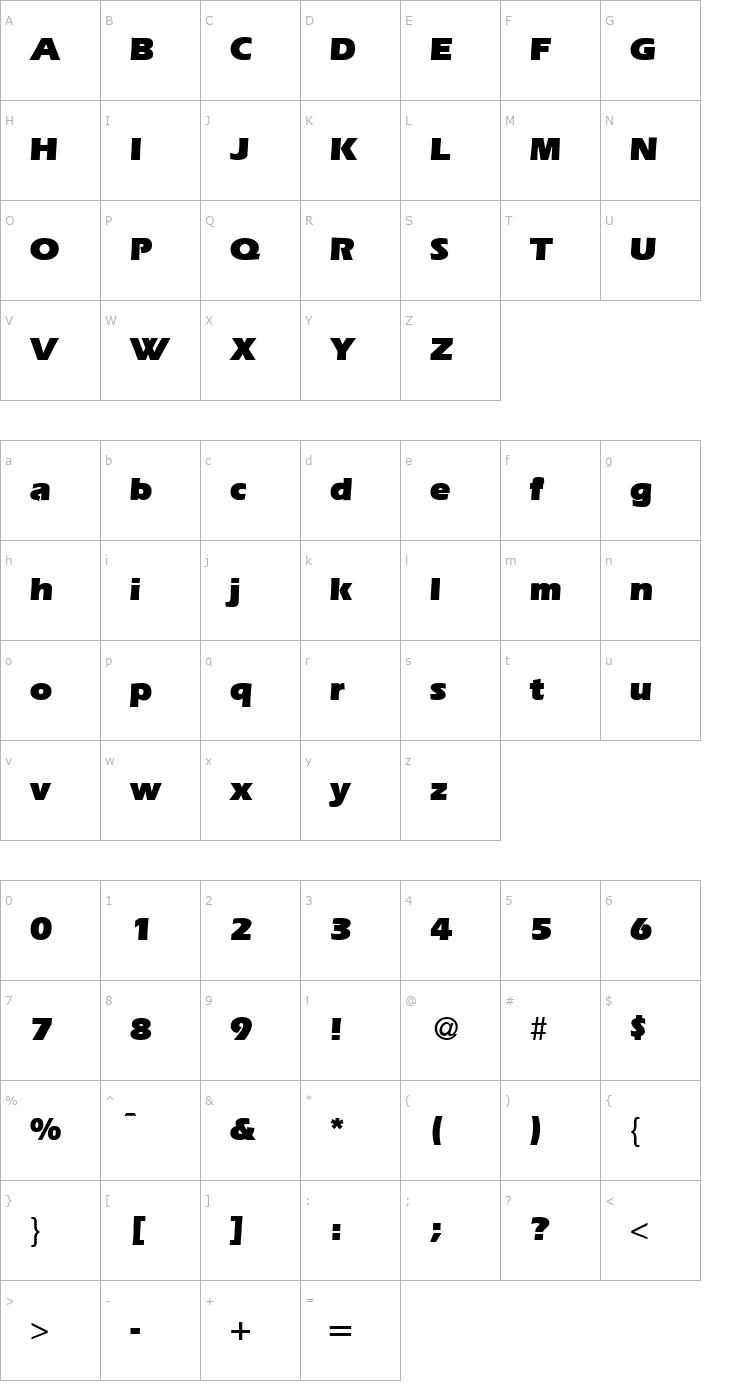 Character Map ErgoUltra-Regular Font