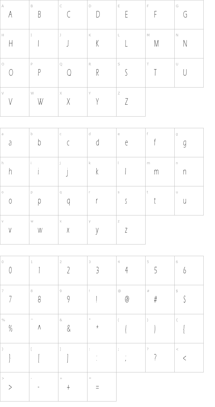 Character Map Eric Lite Normal Font