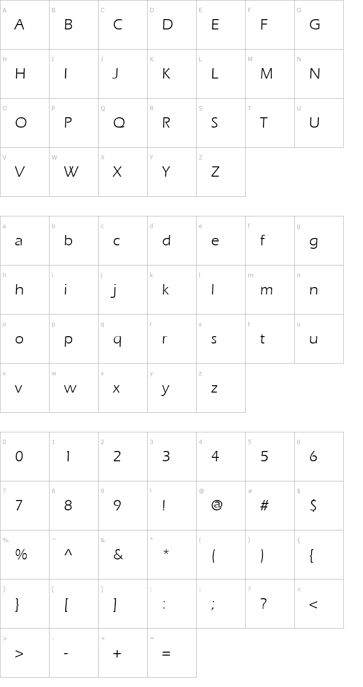 Character Map Eric Normal Font