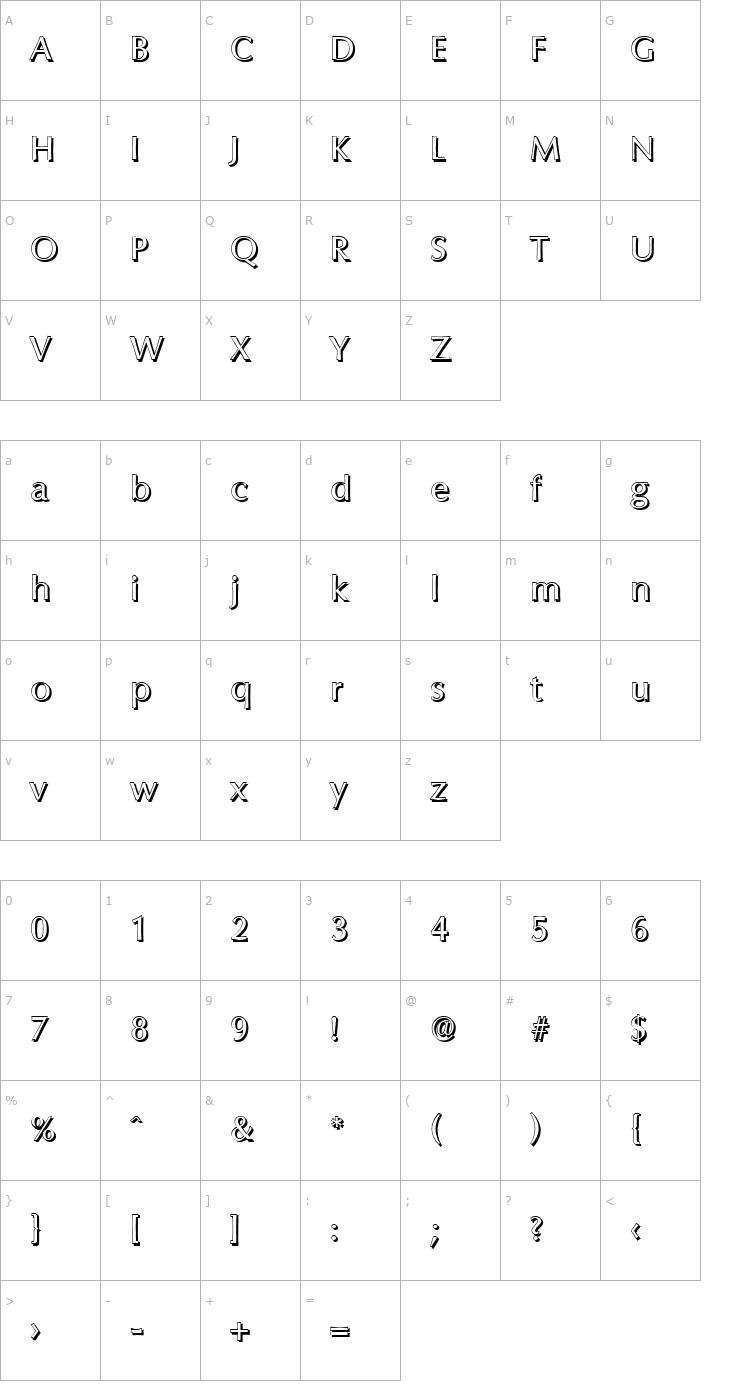 Character Map EricBeckerShadow-Regular Font
