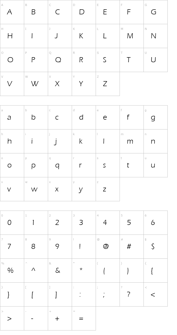 Character Map Erie Font