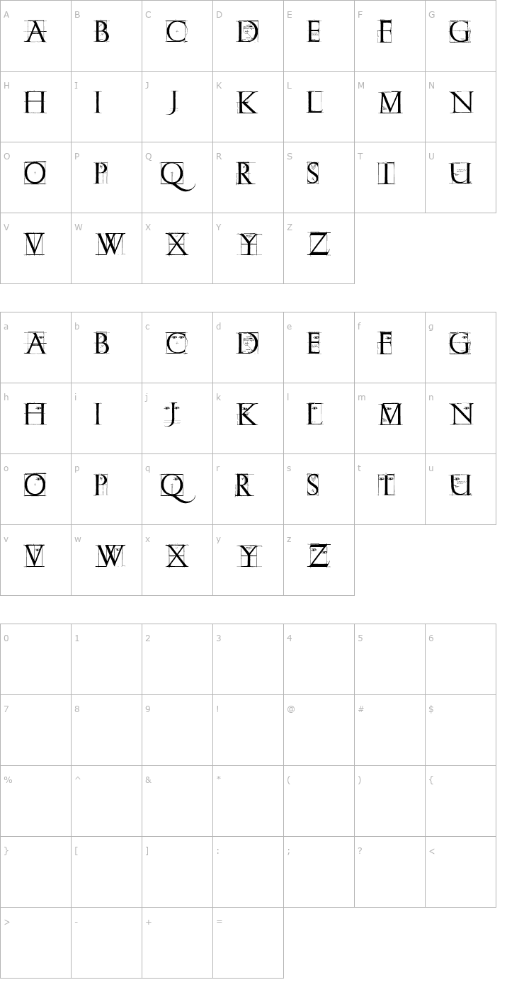 Character Map ErikGCapsSketches Font