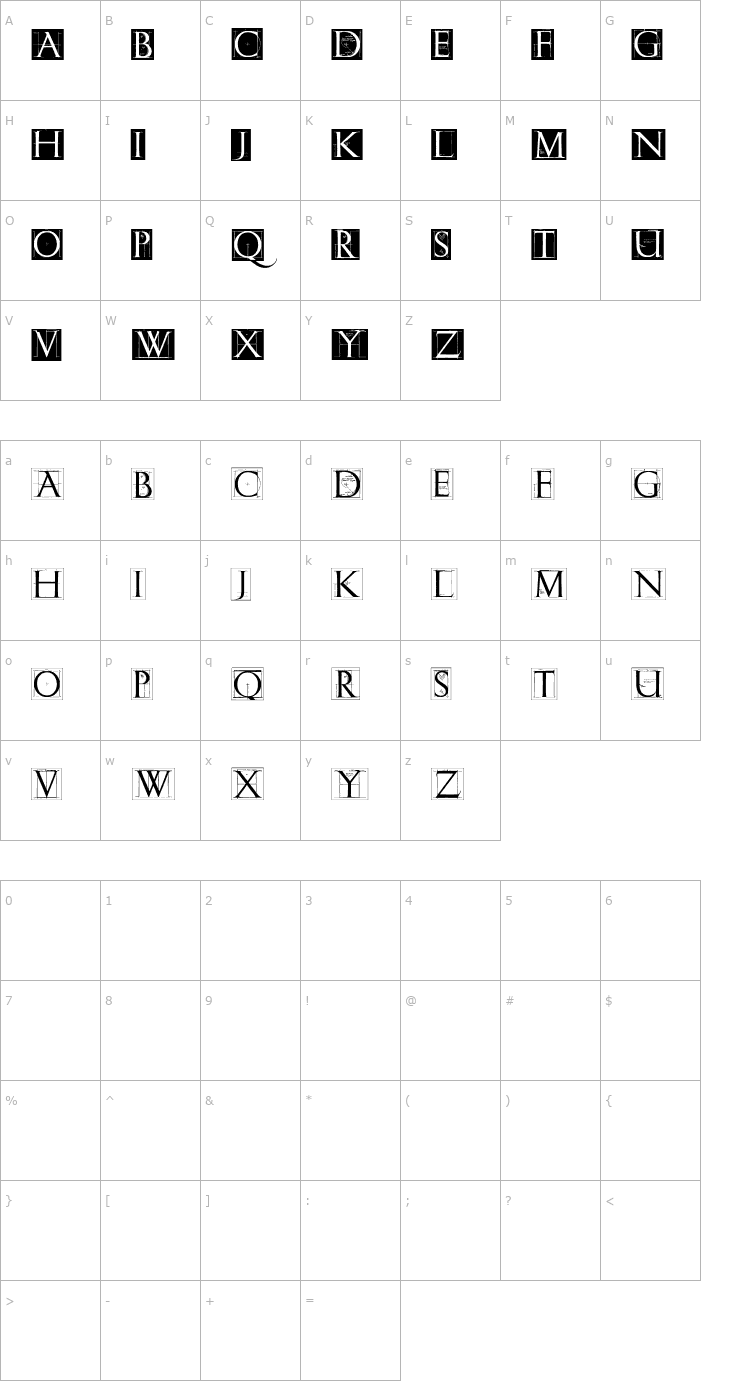Character Map ErikGCapsSkInvers Font