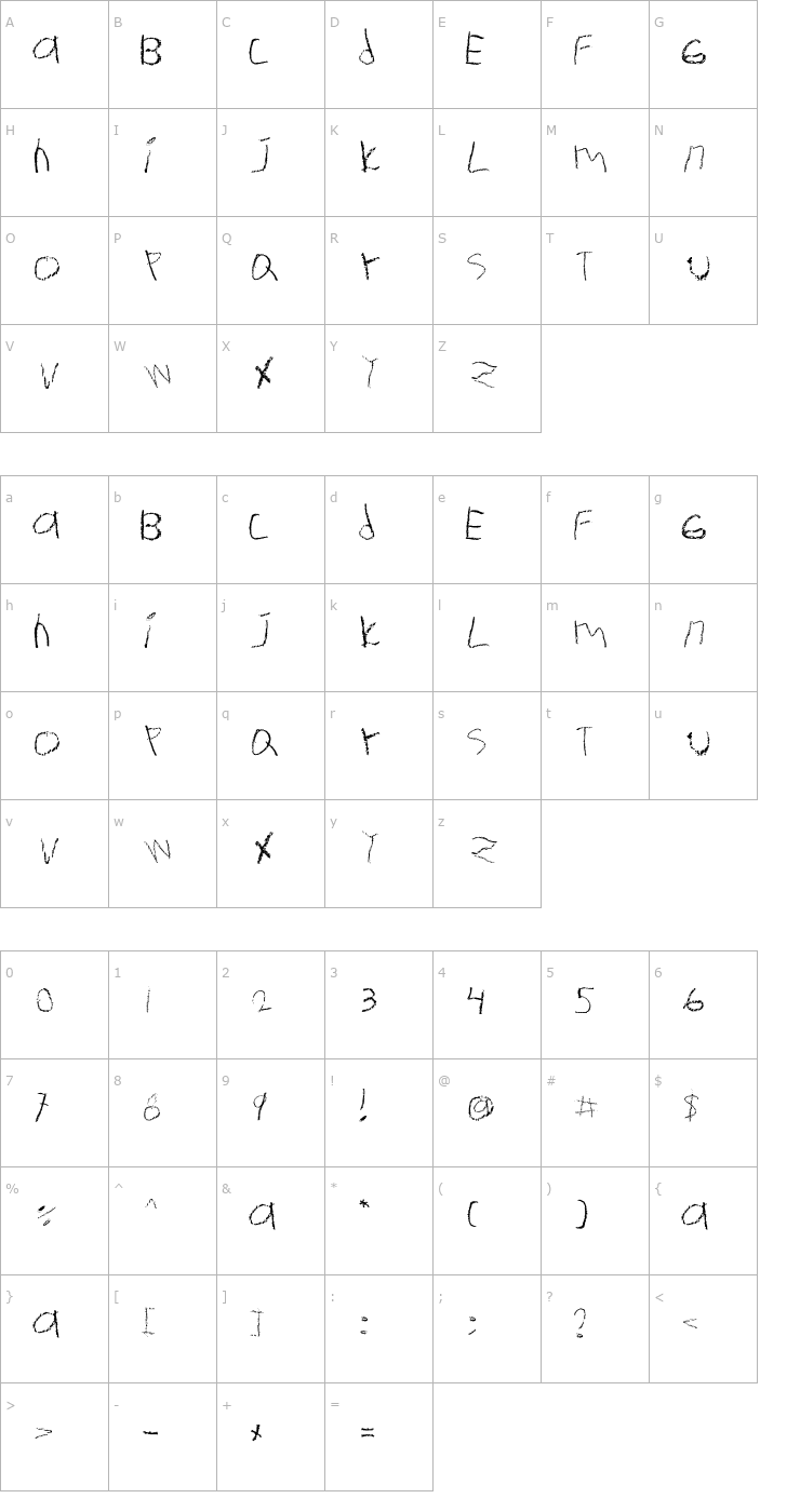 Character Map Ermanita Font