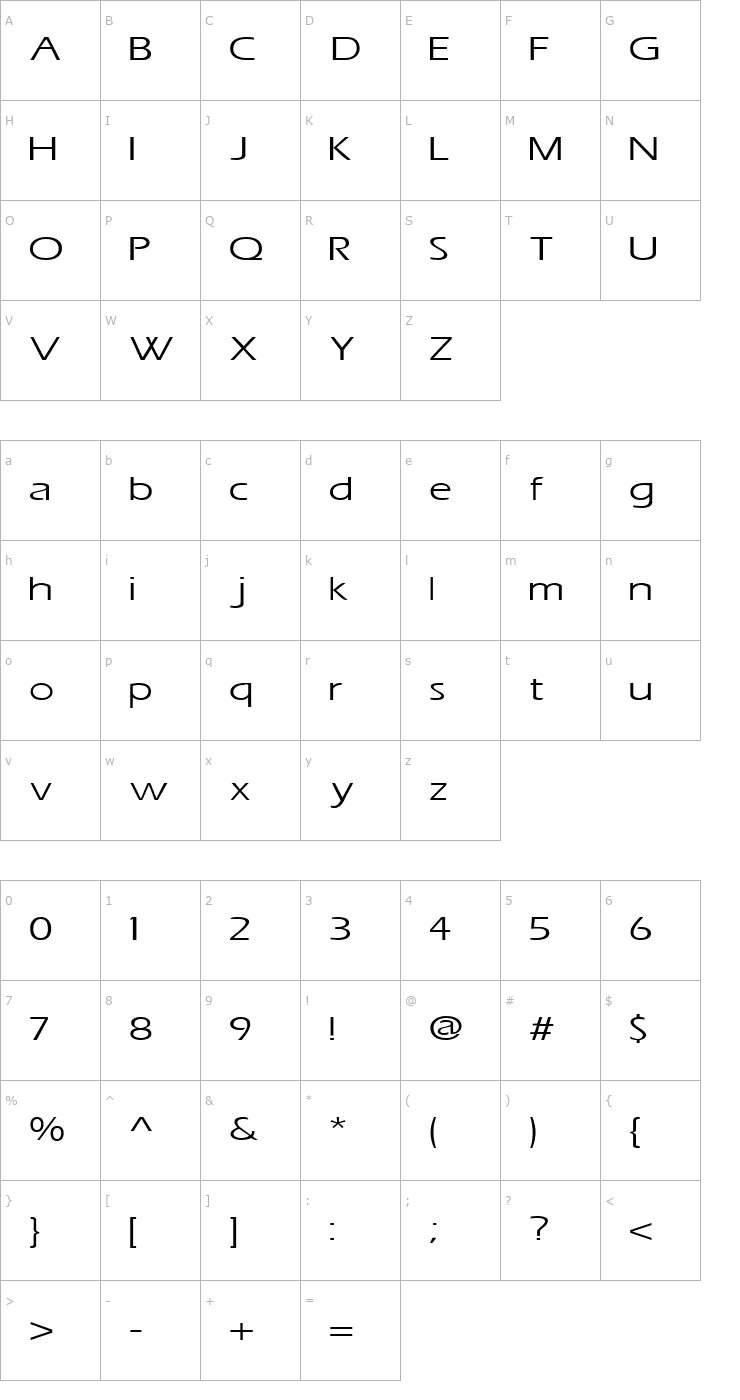 Character Map ErosExtended Font