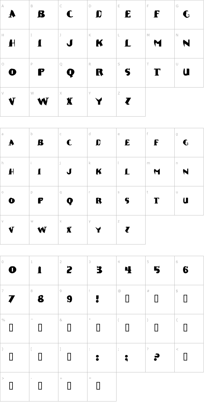 Character Map Erosion Font