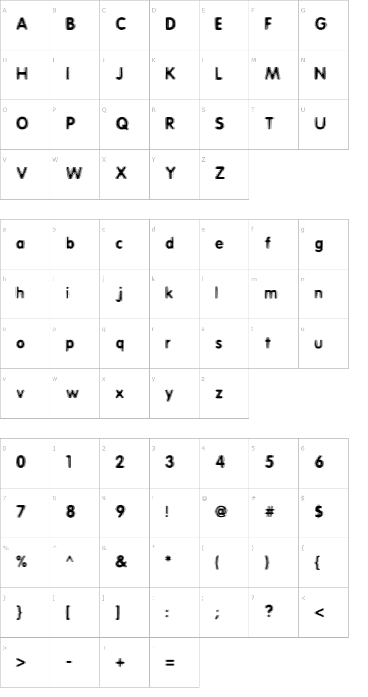Character Map Erthqake Font