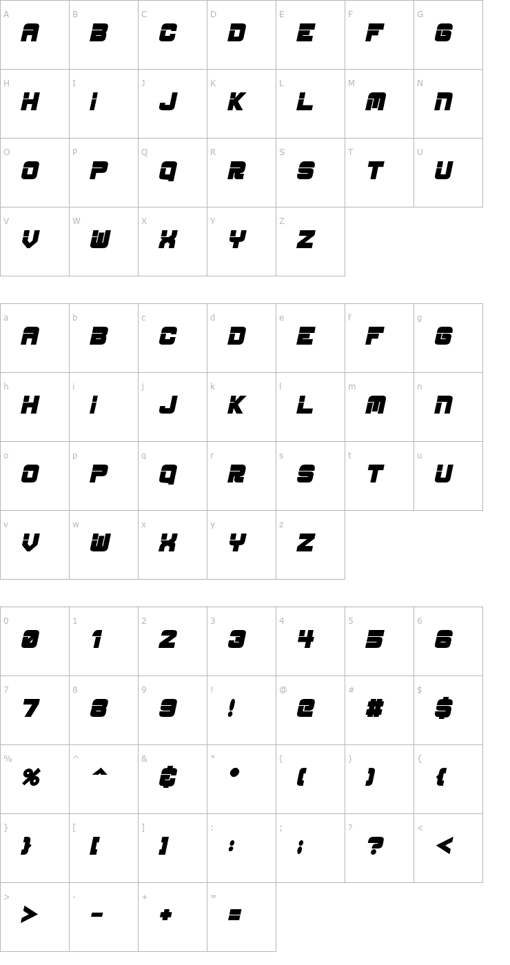 Character Map ESP_Bold_Italic Font