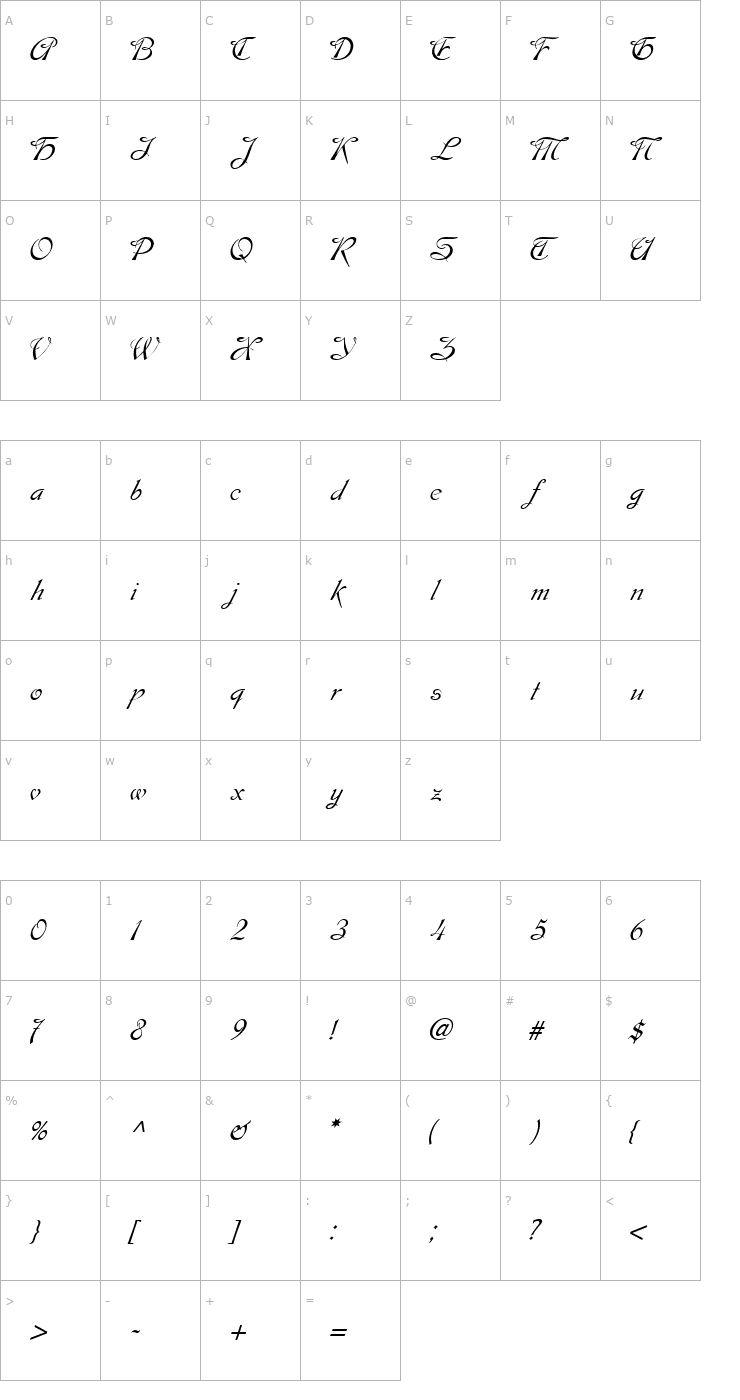 Character Map Esperanza Font