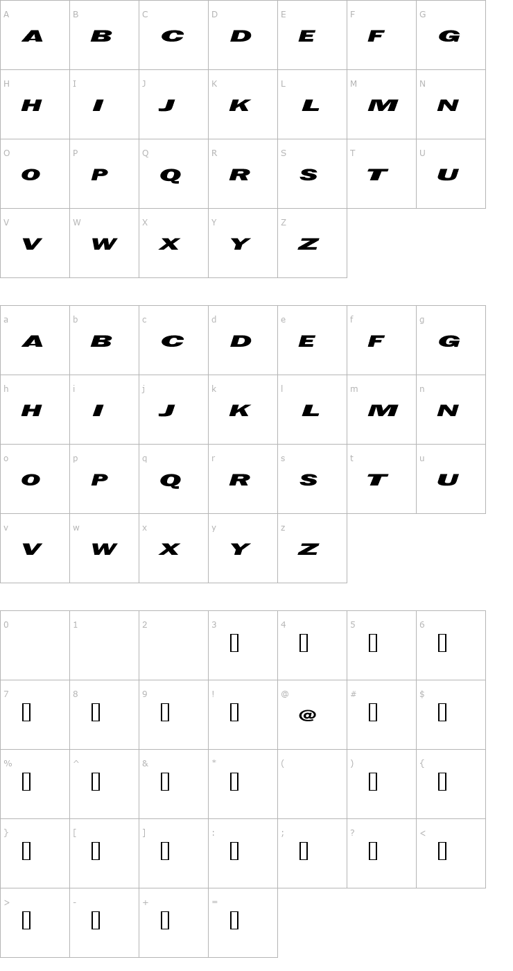 Character Map Espionage Font