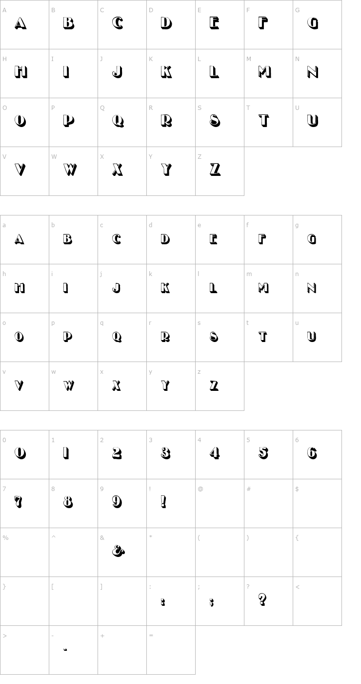 Character Map EsplanadeDisplay Font