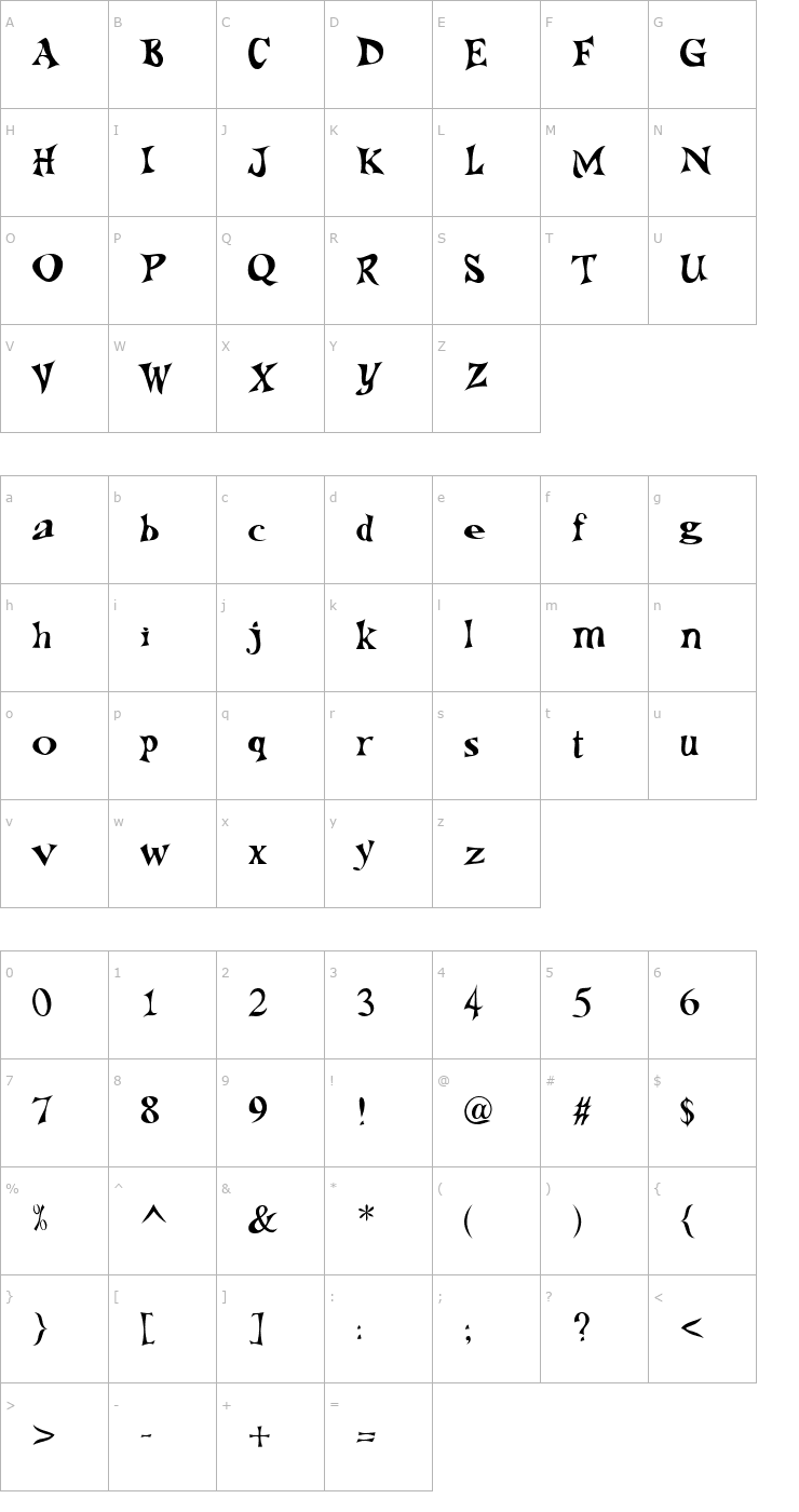 Character Map Espresso Font