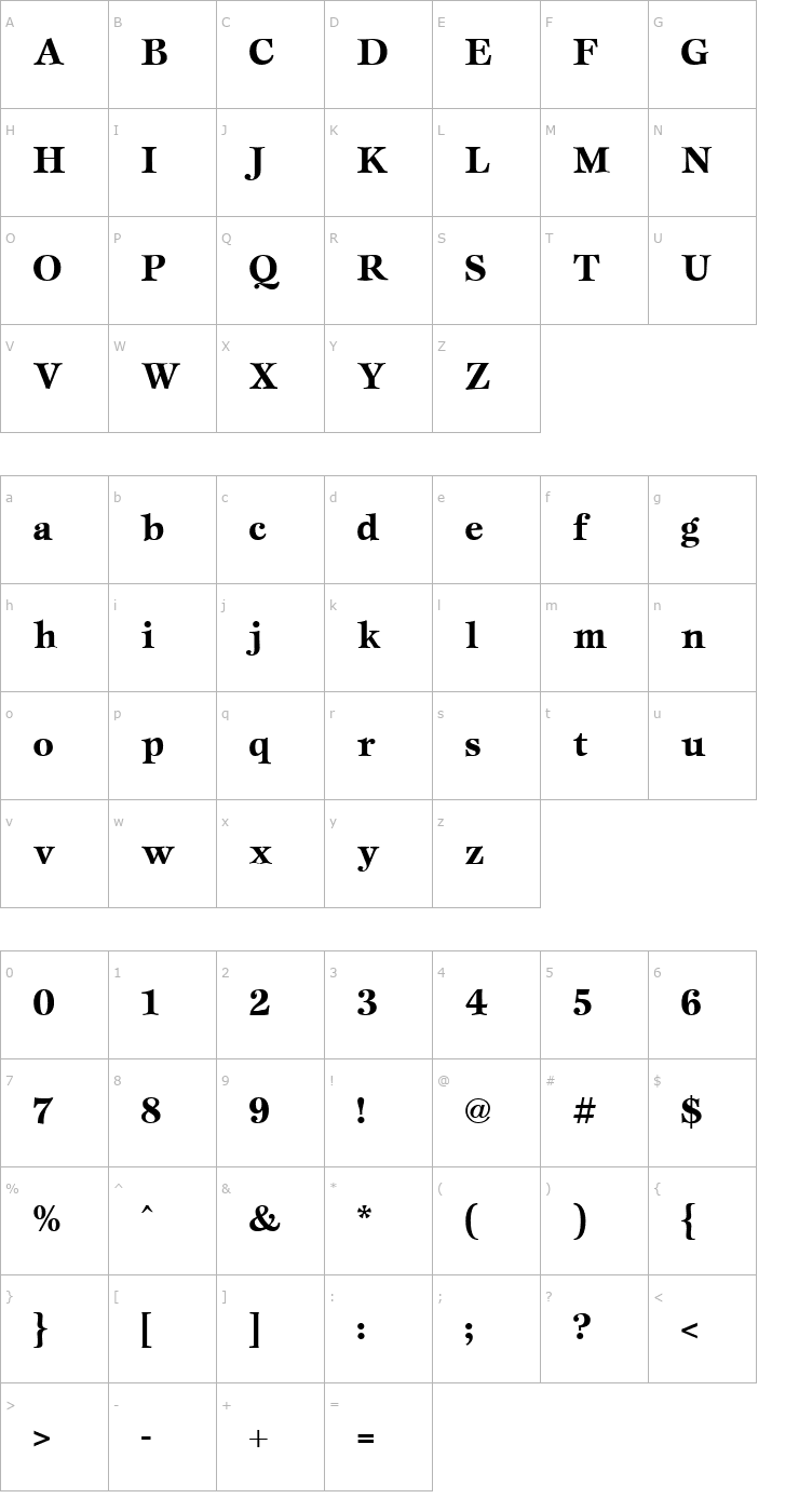 Character Map Esprit Bold Font