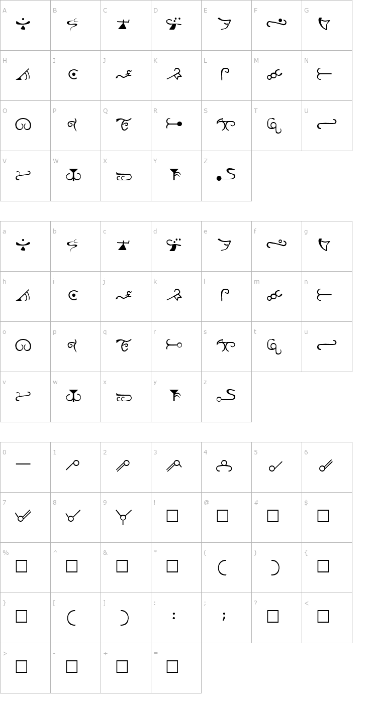 Character Map Espruar Elvish FR Font