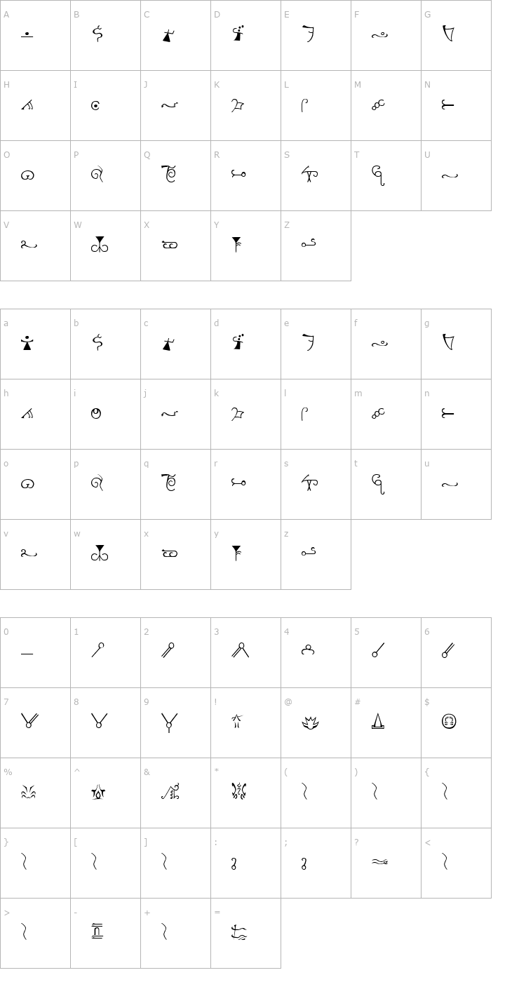 Character Map Espruar Normal Font