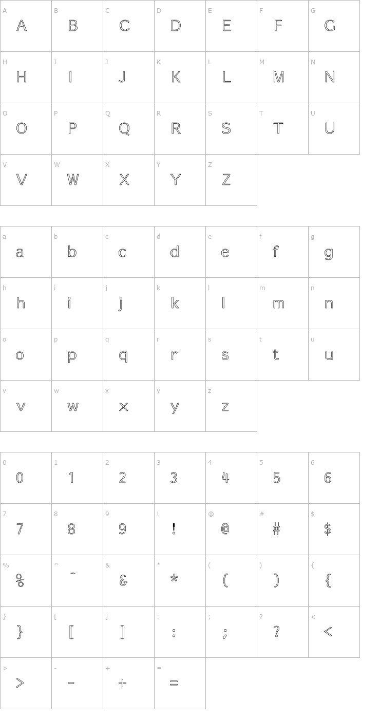 Character Map Essay-Normal Hollow Font