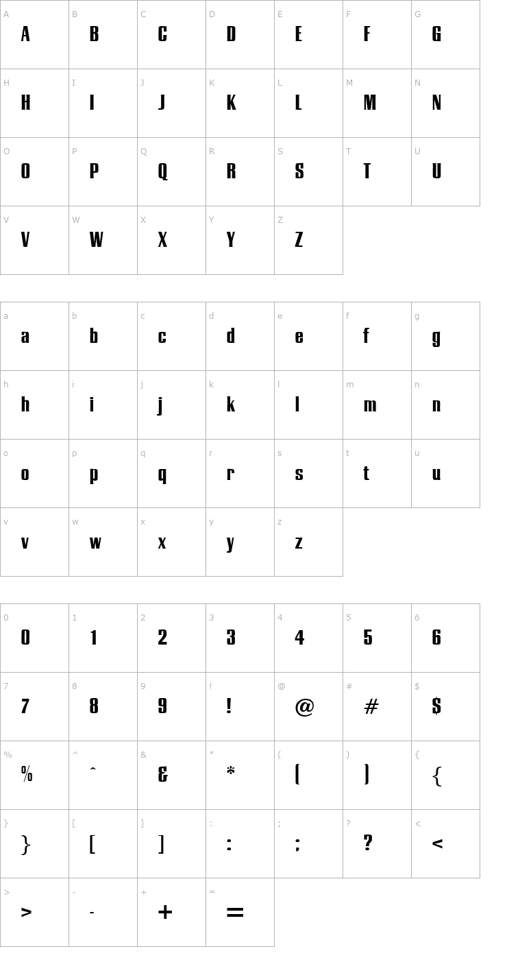 Character Map Essex-Regular Font