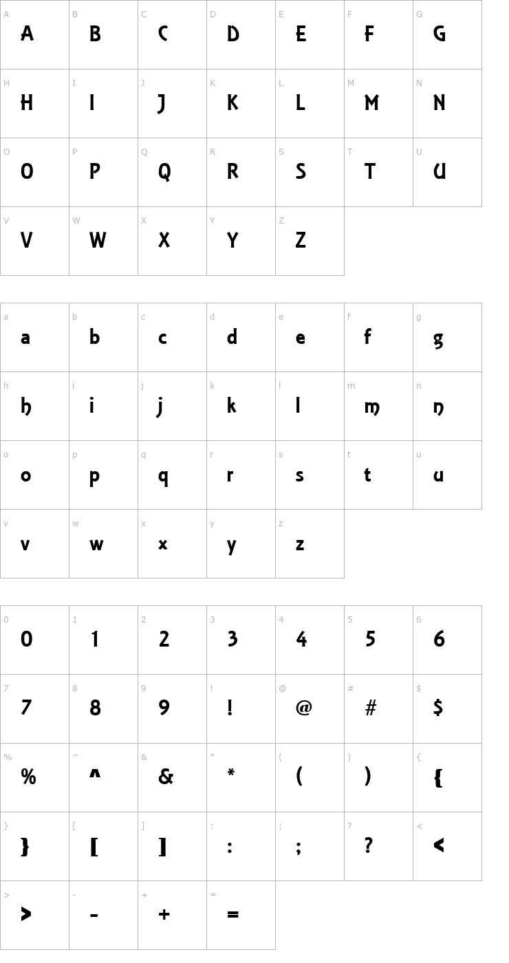 Character Map Estelle Black SF Font