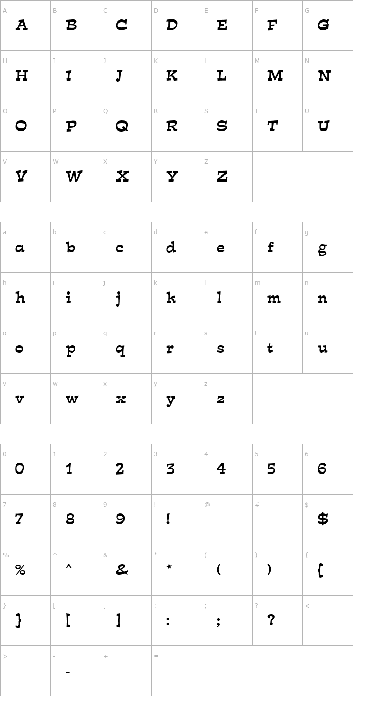 Character Map Estro MN Font